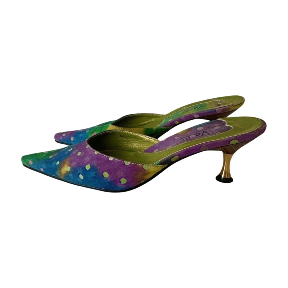 Y2K Rainbow Polka Dot Pointed Toe Mules